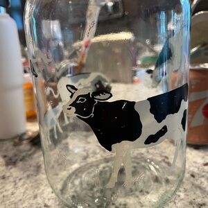 Glass Jar with Cow Design